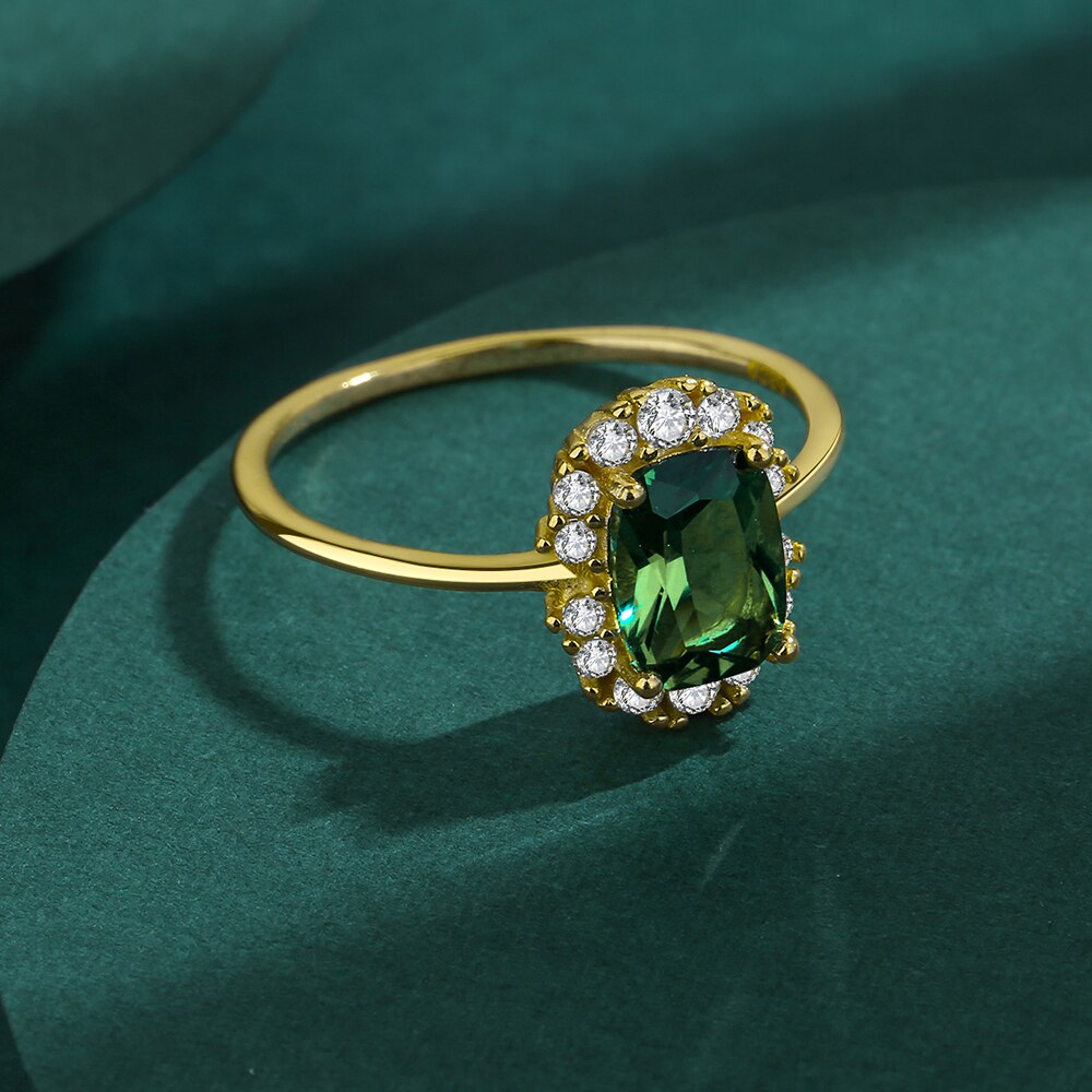 Bagues émeraude exquises pour femmes, en argent Sterling S925 véritable, Zircon vert, nouvelle collection