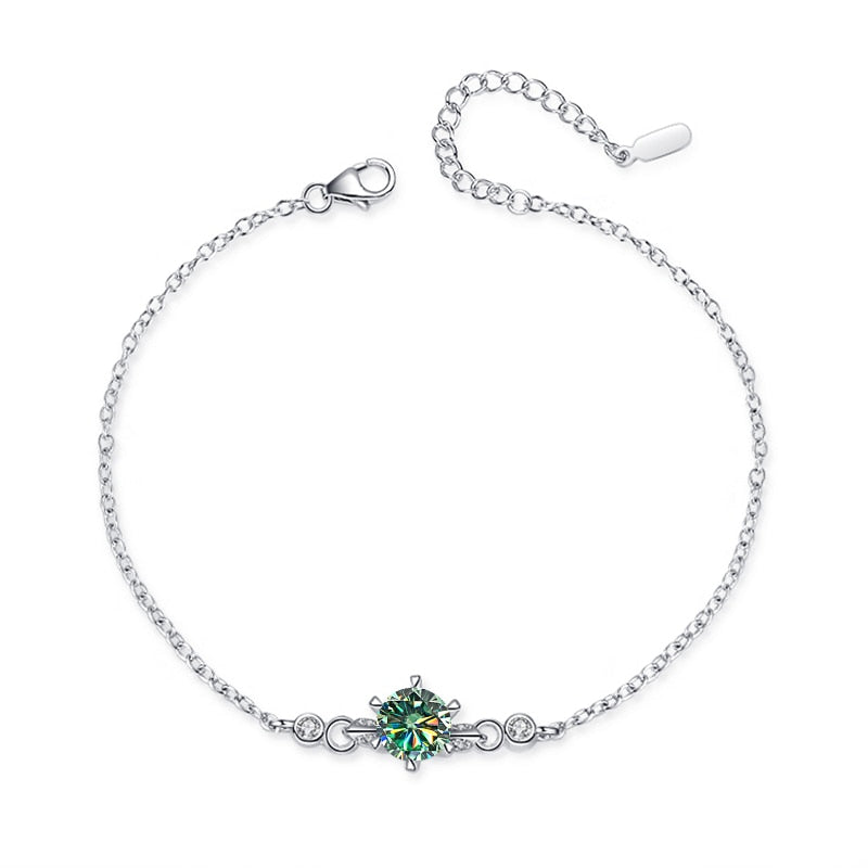 Real 1.0CT Moissanite Diamond 925 Sterling Silver Bracelet For Women