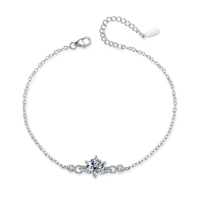 Real 1.0CT Moissanite Diamond 925 Sterling Silver Bracelet For Women