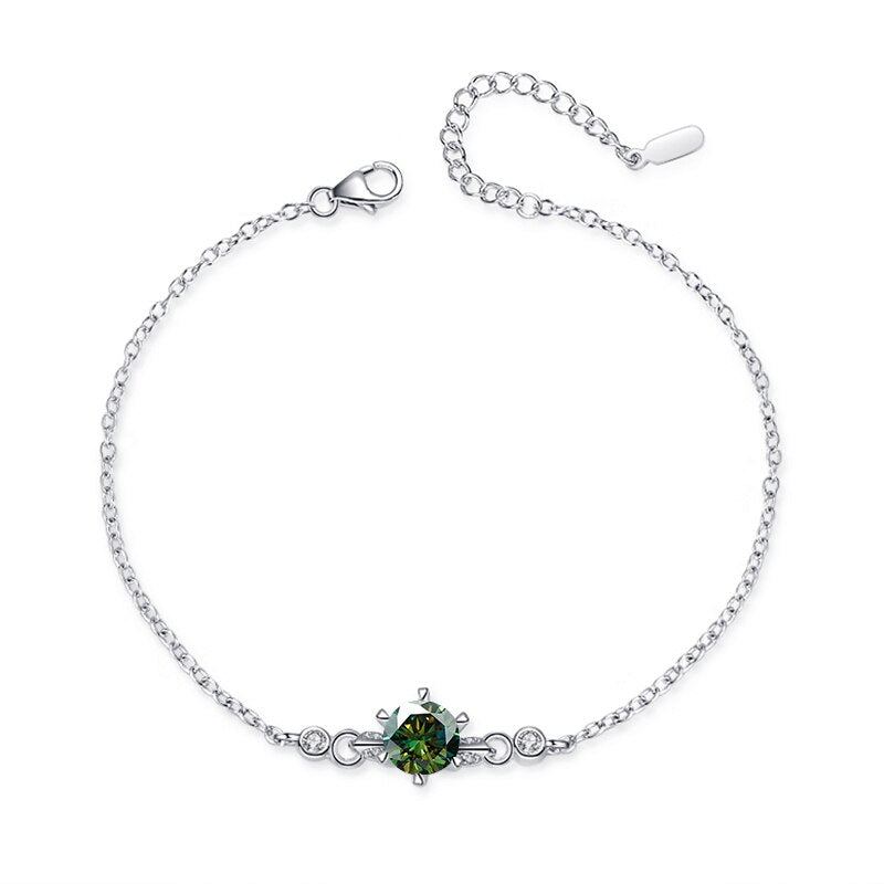 Real 1.0CT Moissanite Diamond 925 Sterling Silver Bracelet For Women