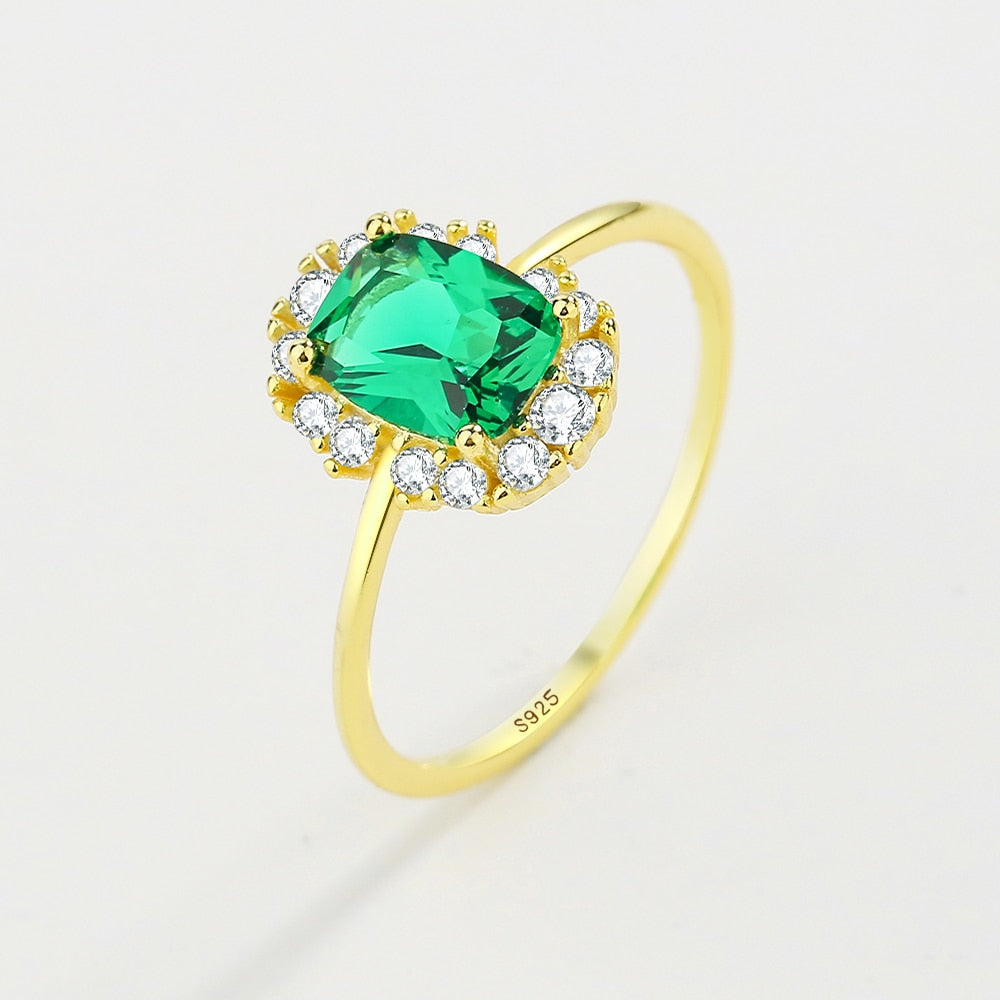 Bagues émeraude exquises pour femmes, en argent Sterling S925 véritable, Zircon vert, nouvelle collection