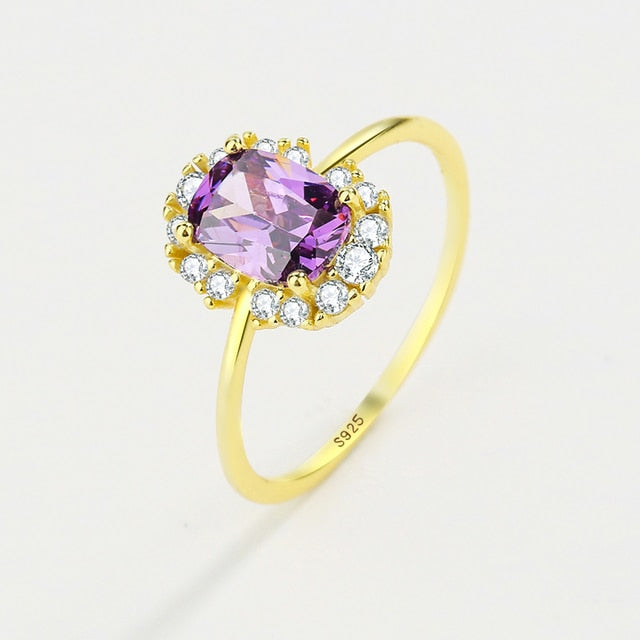 NEW Fashion Amethyst Ring For Women Purple Real S925 Sterling Silver Ring