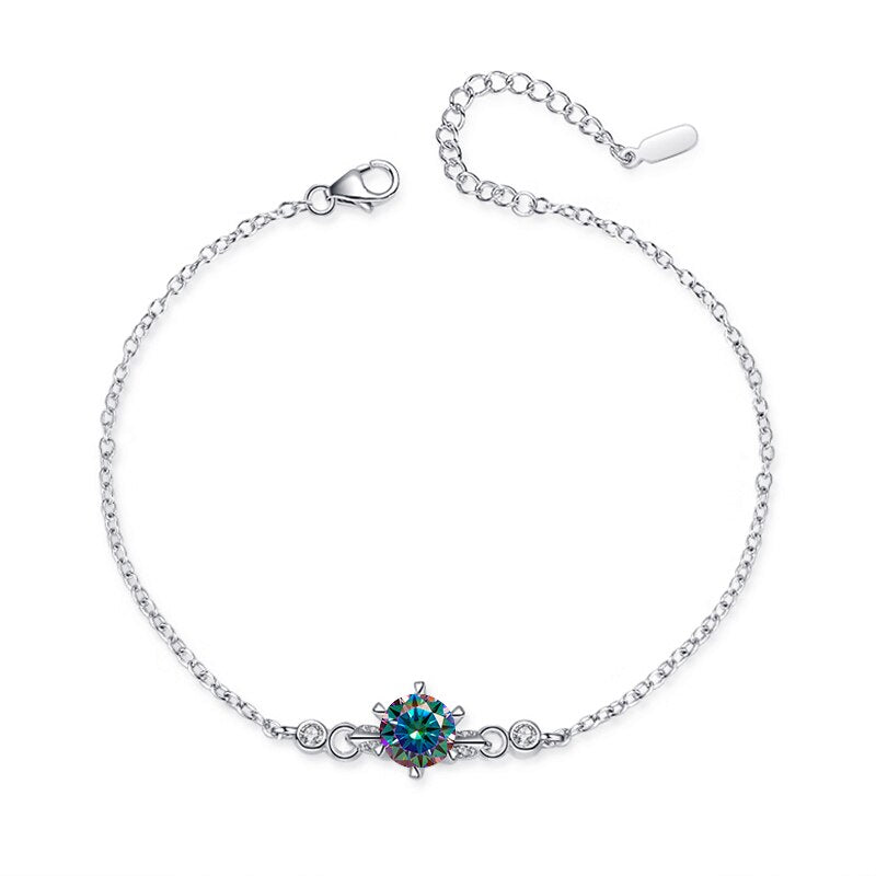 Real 1.0CT Moissanite Diamond 925 Sterling Silver Bracelet For Women