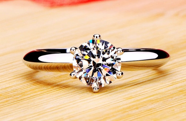 Never Fade 18K White Gold Color Solitaire Ring