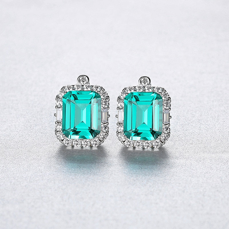 Boucles d'oreilles en argent sterling 925 vert émeraude noble