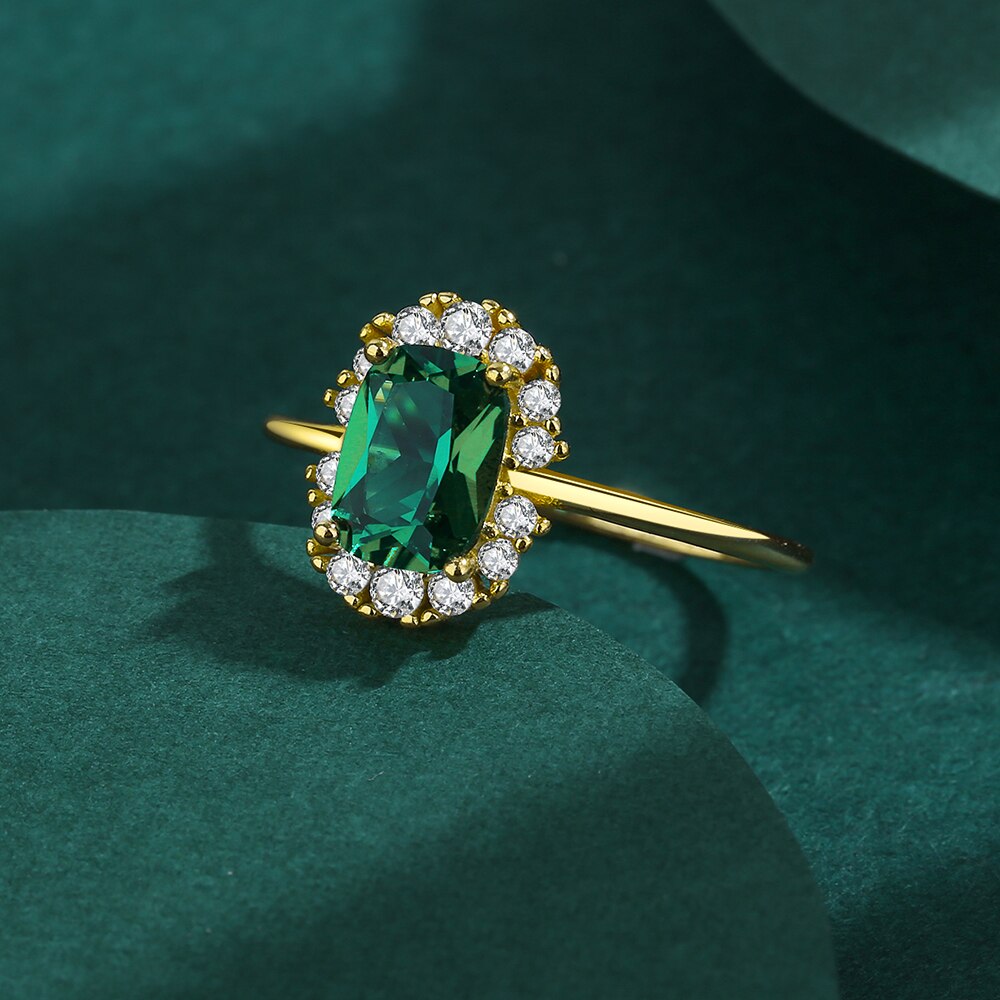 Bagues émeraude exquises pour femmes, en argent Sterling S925 véritable, Zircon vert, nouvelle collection