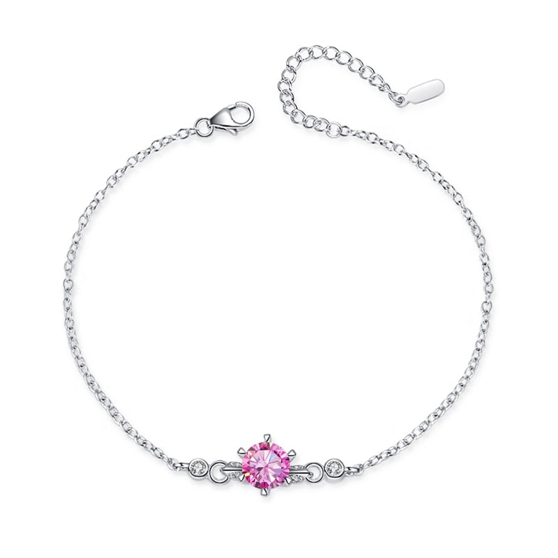 Real 1.0CT Moissanite Diamond 925 Sterling Silver Bracelet For Women