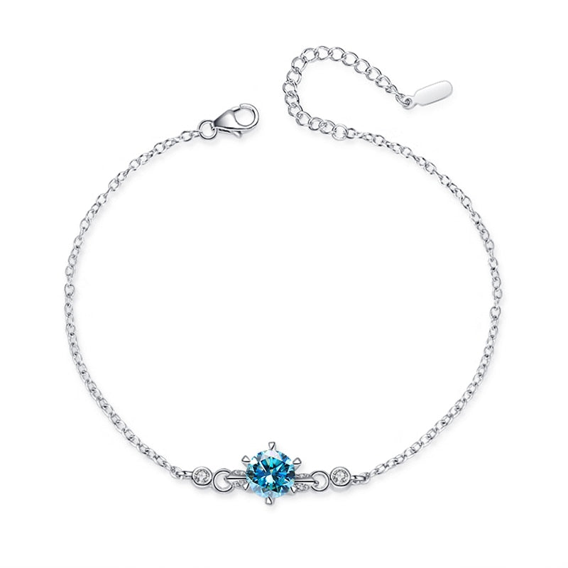 Real 1.0CT Moissanite Diamond 925 Sterling Silver Bracelet For Women