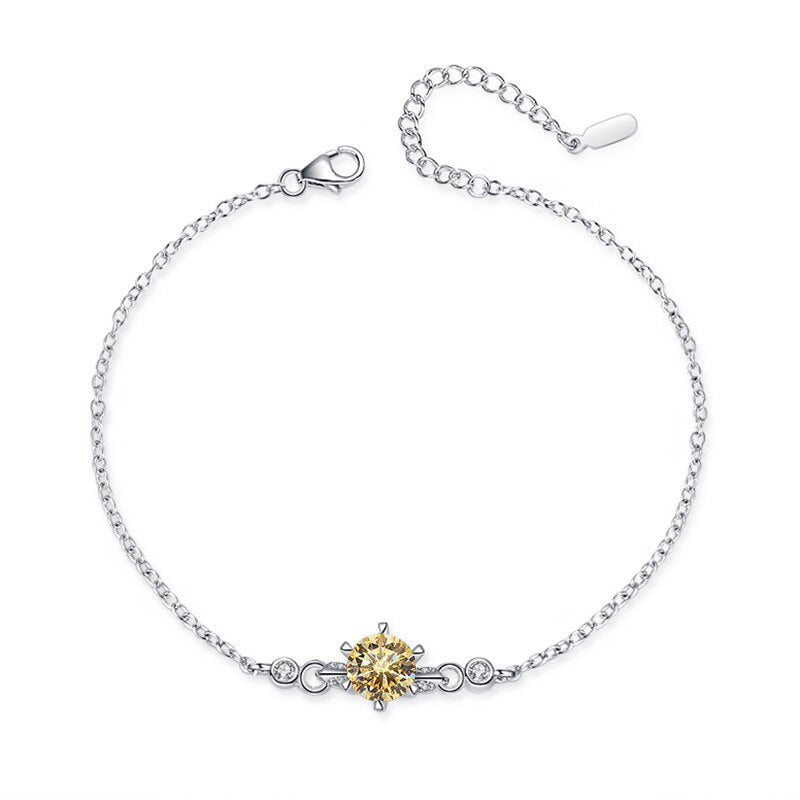 Real 1.0CT Moissanite Diamond 925 Sterling Silver Bracelet For Women