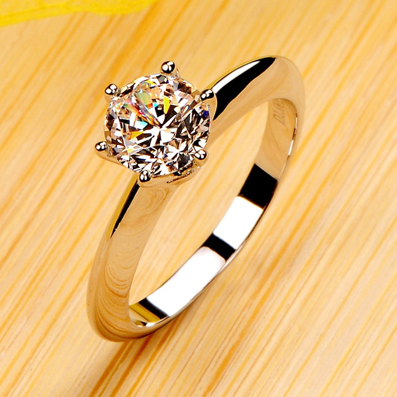 Never Fade 18K White Gold Color Solitaire Ring