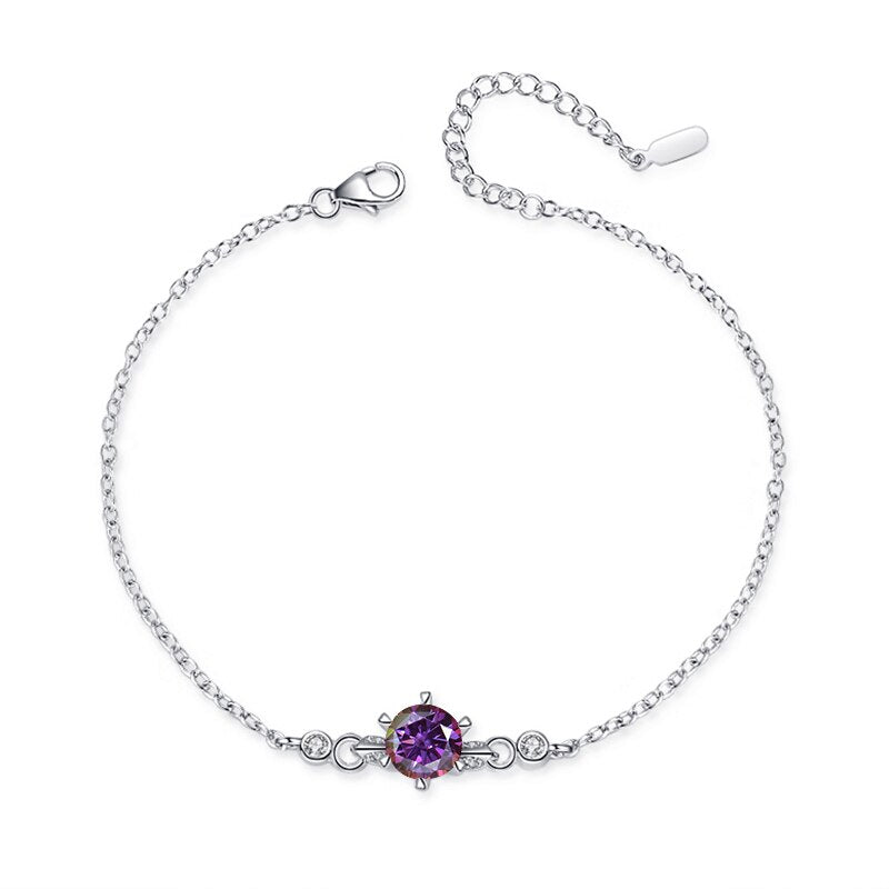 Real 1.0CT Moissanite Diamond 925 Sterling Silver Bracelet For Women