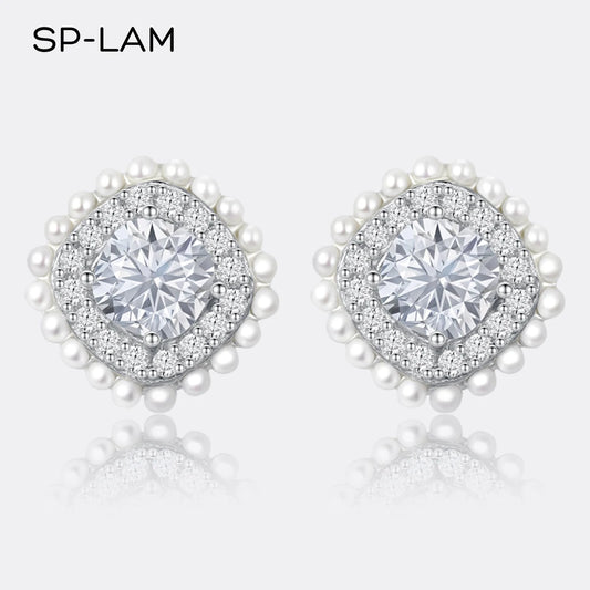 Stud New Earring Elegant Hot 925 Silver Moissanite Wedding Earring For Bride Fine Jewelry Korean