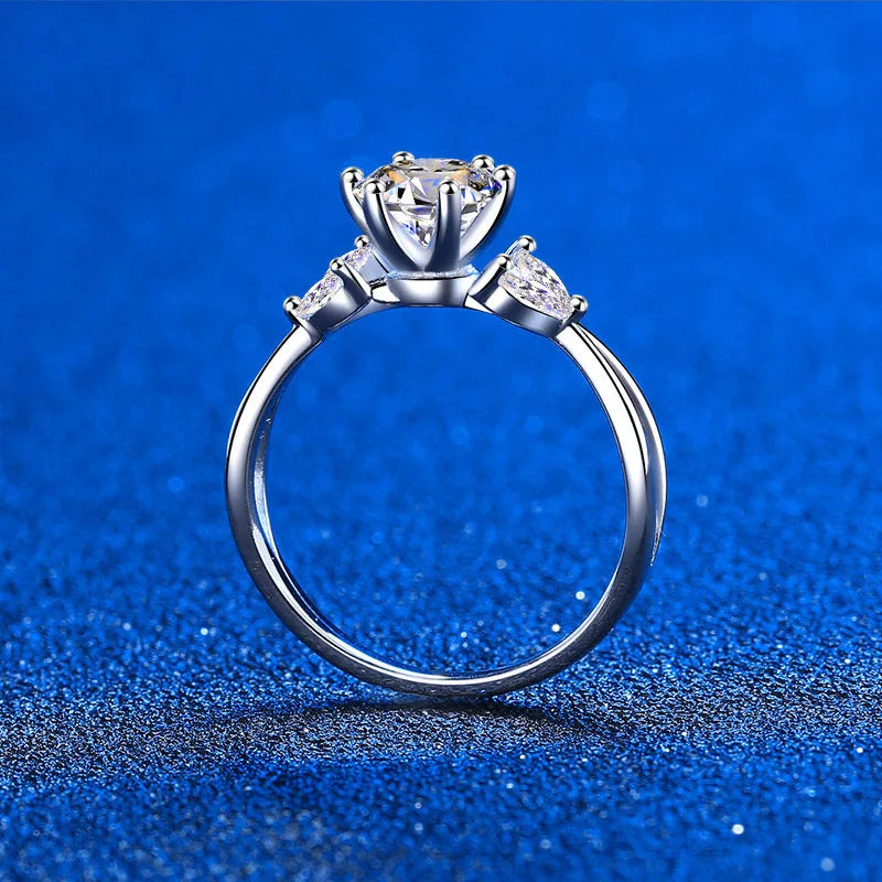 White Gold 1ct Certified Moissanite Ring for Women Luxury Quality 100% S925 Sterling Silver Jewelry D Color Diamond Ring