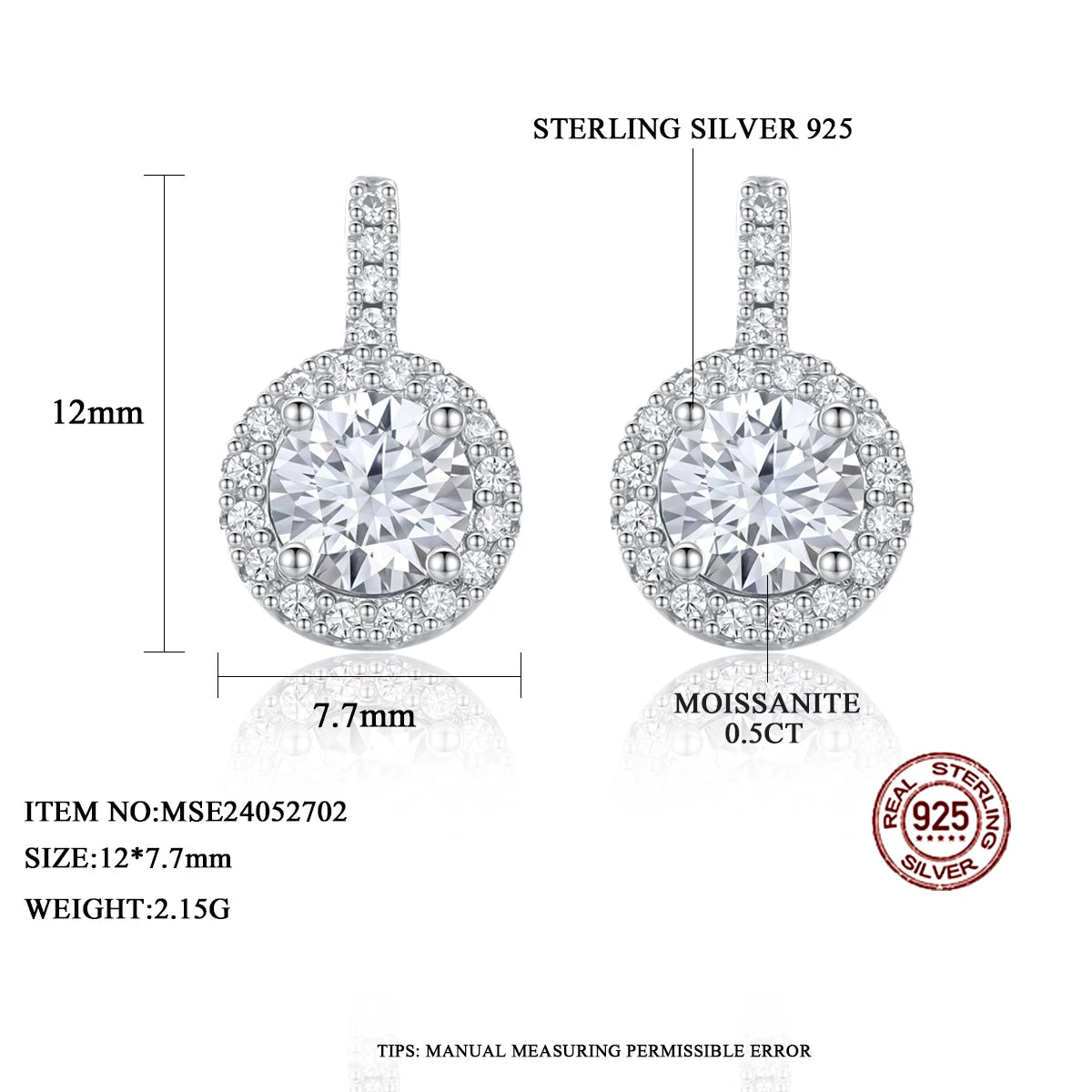 Silver Moissanite 925 Wedding Bride Diamond The New Listing Elegant For Woman Hot Sale Small Earing Korean Earring