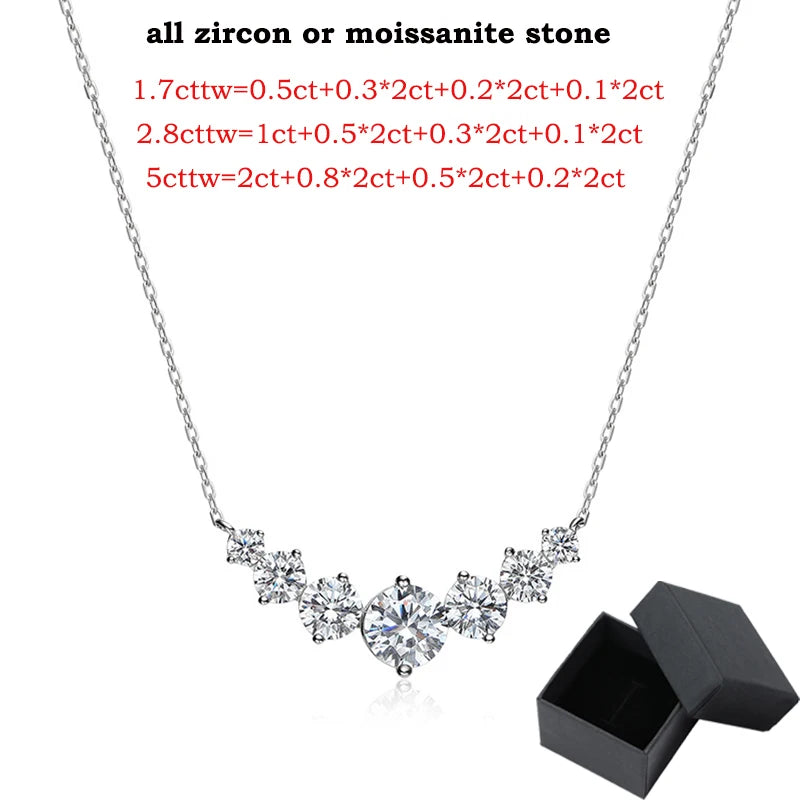 1.7-5CTTW All Moissanite Necklace for Women Smile Princesses Sparkling Diamond Pendant S925 Sterling Silver Plated PT950