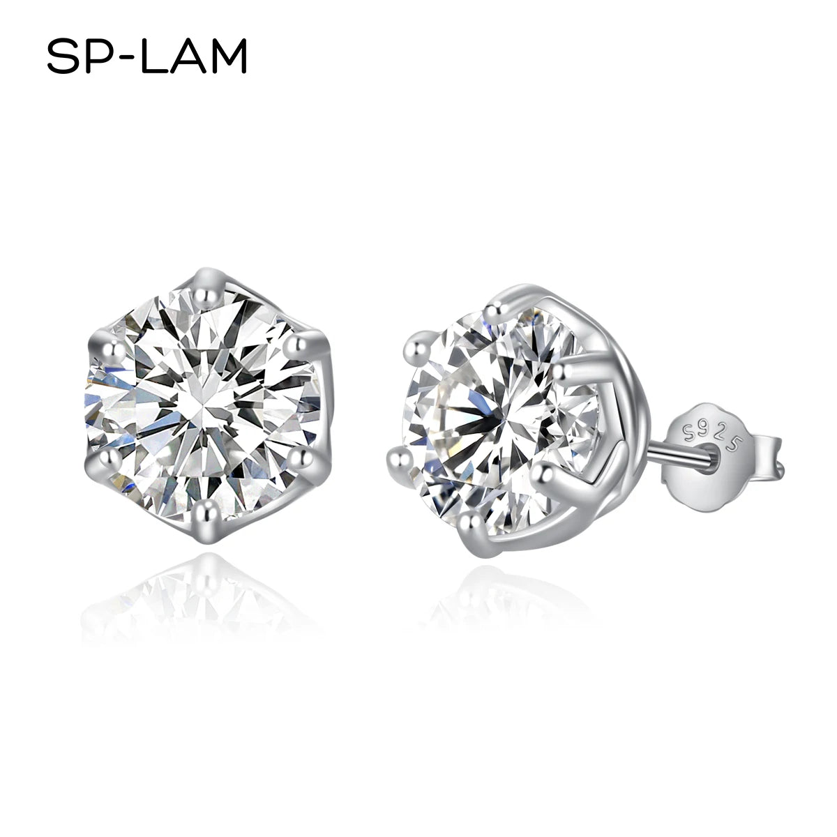 Classic Design Simple Round Moissanite Earrings Studs Six Claw Trendy Women And Men Ear Studs 0.5ct 1ct 2ct Choose Gifts