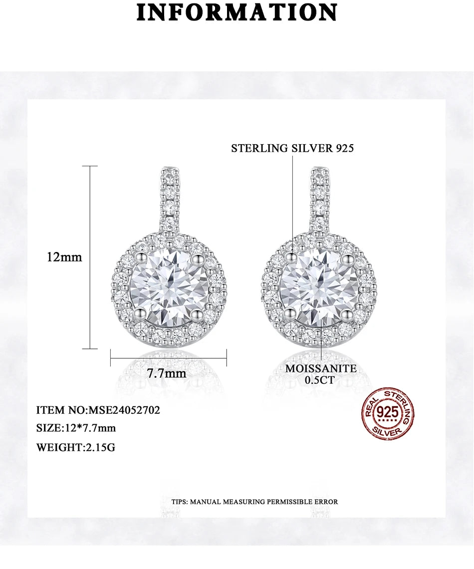 Silver Moissanite 925 Wedding Bride Diamond The New Listing Elegant For Woman Hot Sale Small Earing Korean Earring