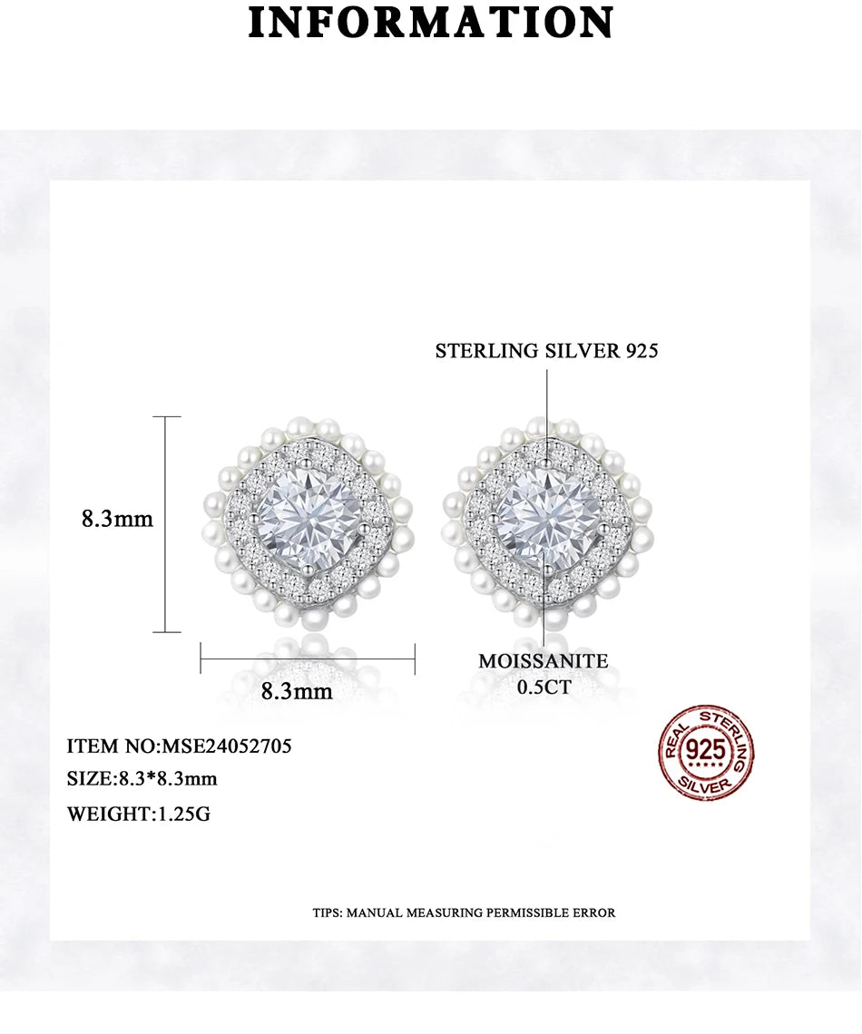 Stud New Earring Elegant Hot 925 Silver Moissanite Wedding Earring For Bride Fine Jewelry Korean