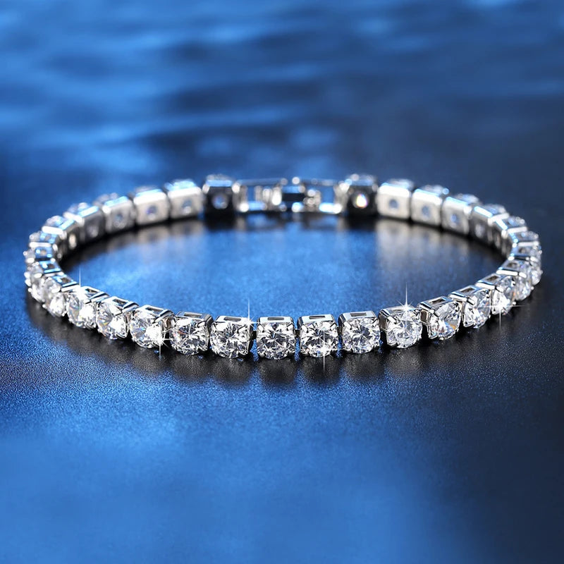 D Moissanite Tennis Bracelet - 3mm Full Diamond - GRA Women's 925 Silver - Wedding Luxury Jewelry