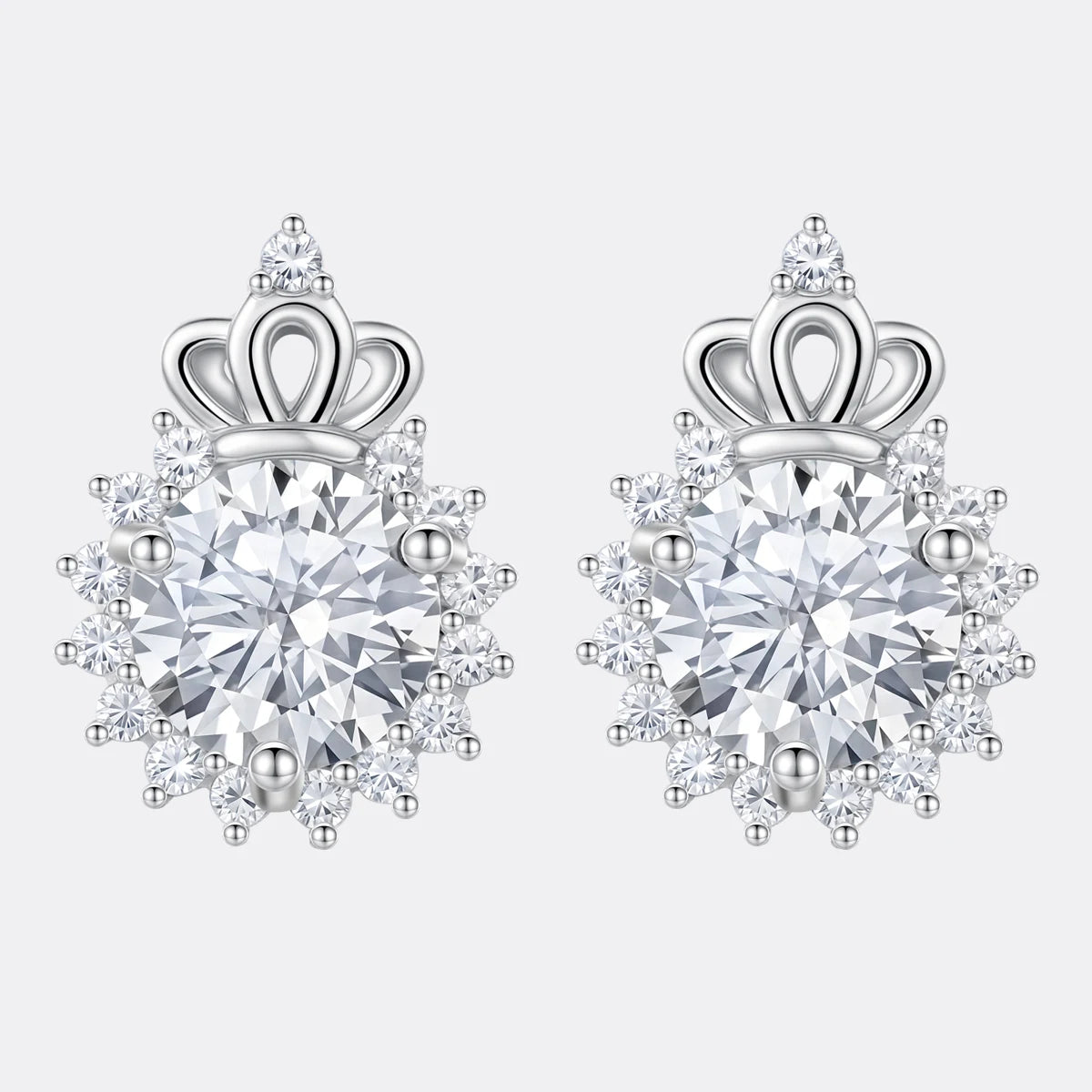 Crown shaped Moissanite diamond Earring Flower Wedding Sterling Stud 925 Fashion  Ladies Woman stud earring