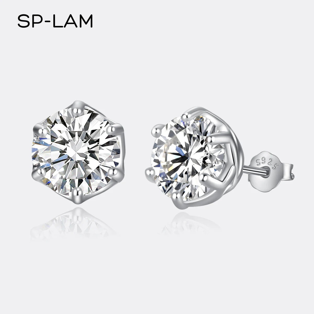 Classic Design Simple Round Moissanite Earrings Studs Six Claw Trendy Women And Men Ear Studs 0.5ct 1ct 2ct Choose Gifts