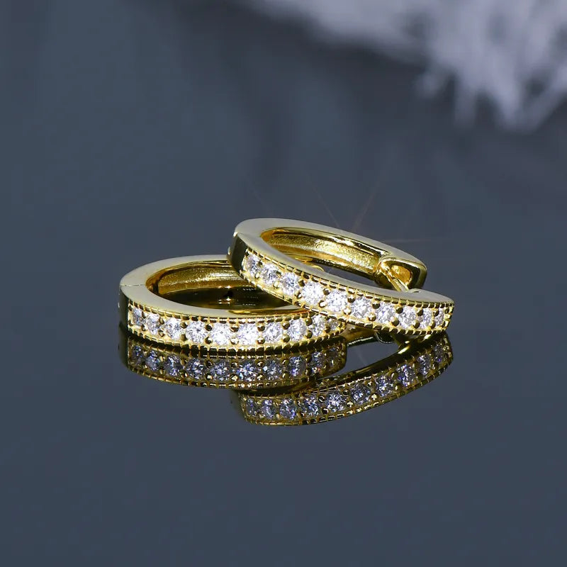Classic Small Hoops Silver Earrings with Original Moissanite Diamonds - 925 Sterling Silver Jewelry for Women - Trendy 2023 Accessories - Perfect Gift
