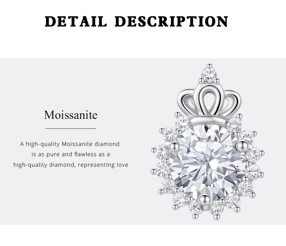 Crown shaped Moissanite diamond Earring Flower Wedding Sterling Stud 925 Fashion  Ladies Woman stud earring