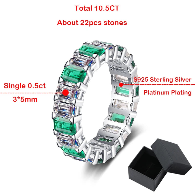 10.5CT All Moissanite Rings for Women Wedding Full Enternity Diamond Band 100% S925 Sterling Silver Jewelry