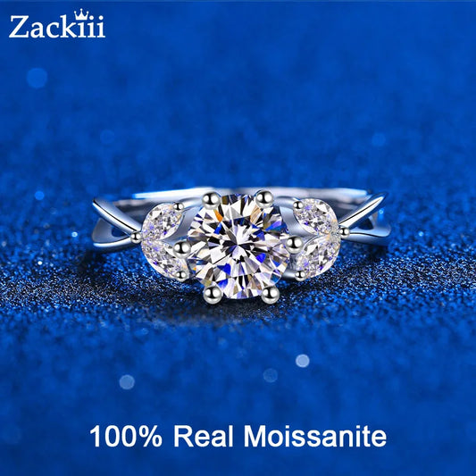 White Gold 1ct Certified Moissanite Ring for Women Luxury Quality 100% S925 Sterling Silver Jewelry D Color Diamond Ring