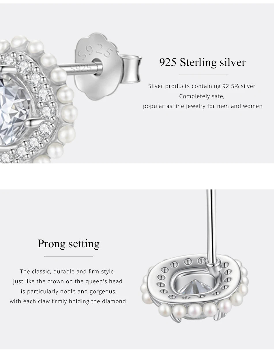 Stud New Earring Elegant Hot 925 Silver Moissanite Wedding Earring For Bride Fine Jewelry Korean