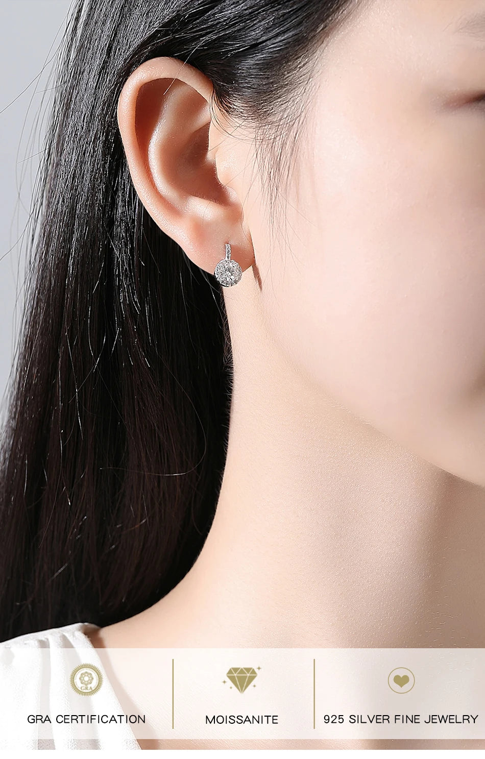 Silver Moissanite 925 Wedding Bride Diamond The New Listing Elegant For Woman Hot Sale Small Earing Korean Earring