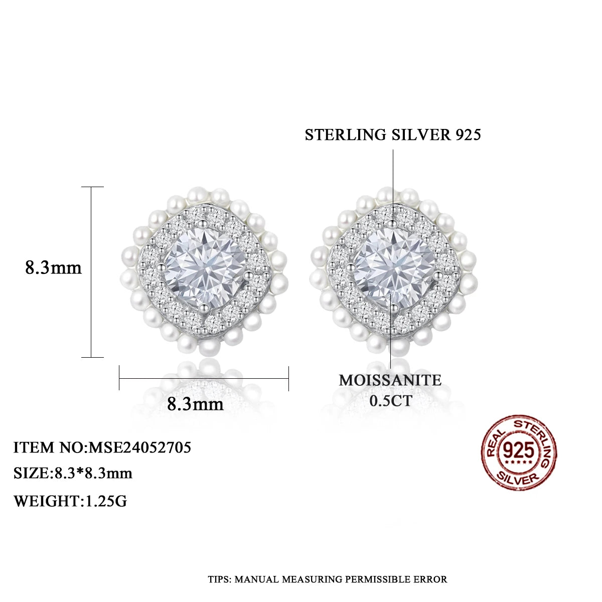 Stud New Earring Elegant Hot 925 Silver Moissanite Wedding Earring For Bride Fine Jewelry Korean