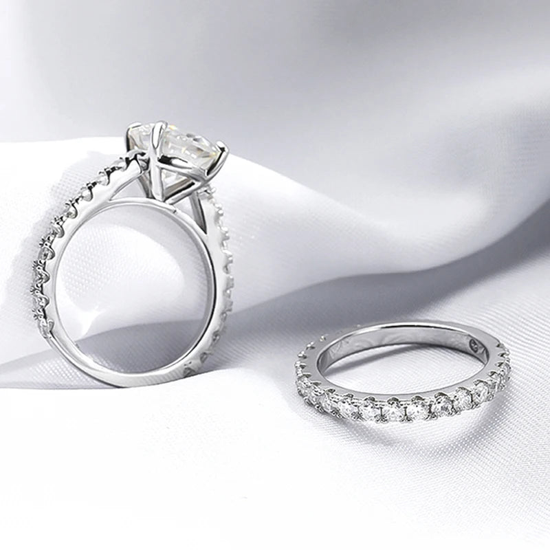 18k Plated 0.6-4.2CT All Moissanite Rings for Women Sparkly Luxury Wedding Diamond Band 925 Sterling Silver Jewelry GRA