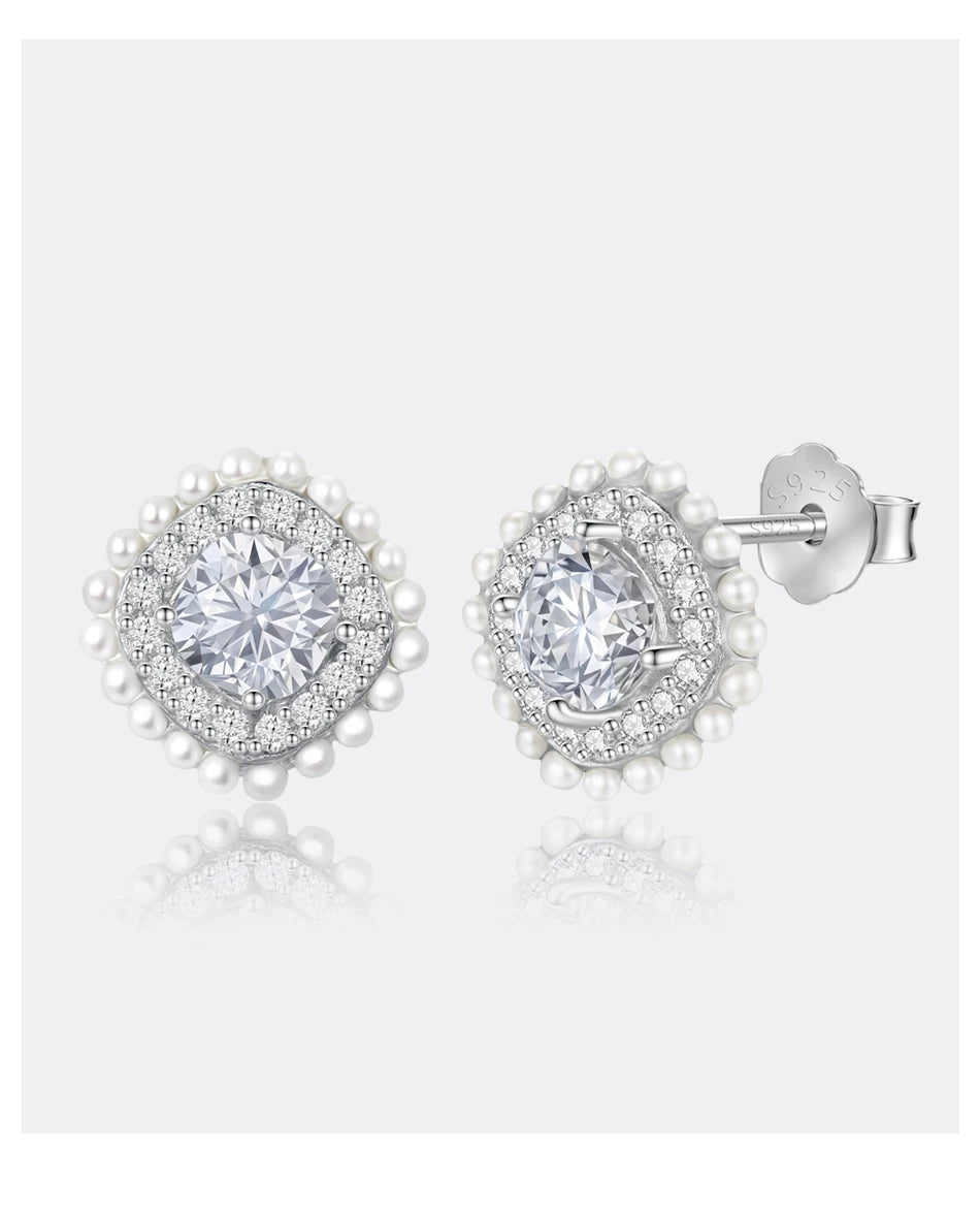 Stud New Earring Elegant Hot 925 Silver Moissanite Wedding Earring For Bride Fine Jewelry Korean