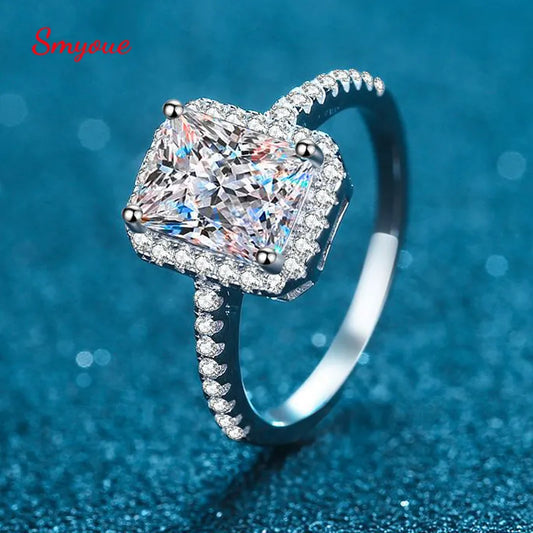 Certified 2/1CT Radiant Cut Moissanite Engagement Ring  Colorless VVS Diamond Proposal Rings Sterling Silver Weddig Band