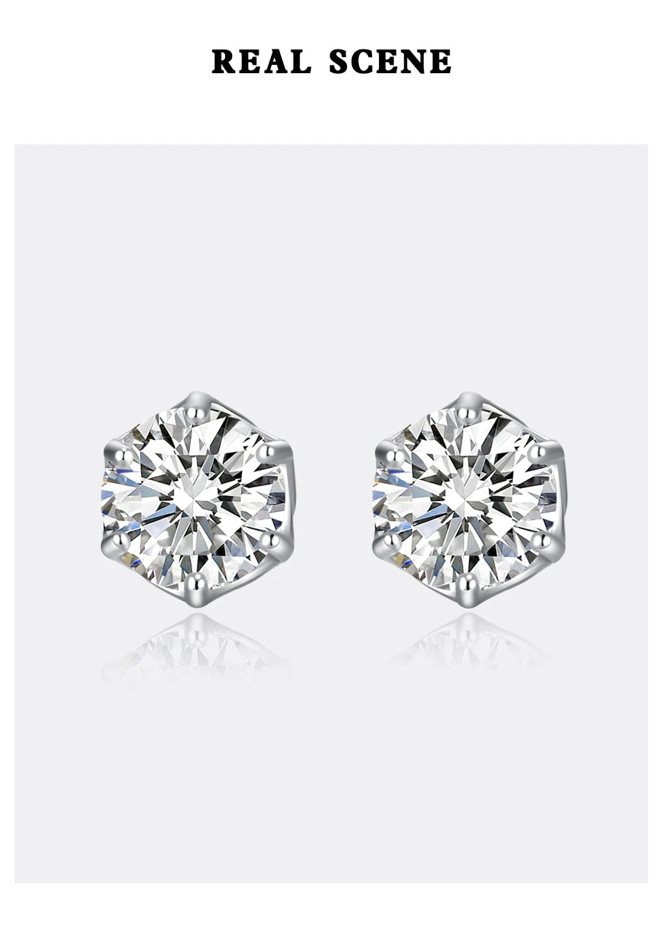 Classic Design Simple Round Moissanite Earrings Studs Six Claw Trendy Women And Men Ear Studs 0.5ct 1ct 2ct Choose Gifts
