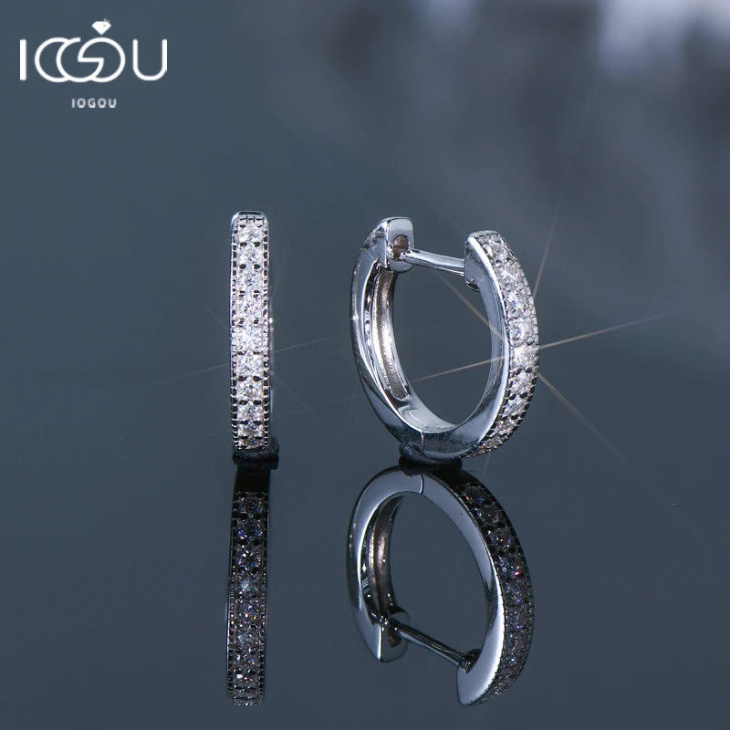 Silver 925 Hoops Earrings D Color 1.3mm Round Moissanite Small Earring Huggie 2023 Trend Jewelry for Women Gift