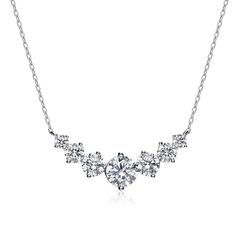 1.7-5CTTW All Moissanite Necklace for Women Smile Princesses Sparkling Diamond Pendant S925 Sterling Silver Plated PT950
