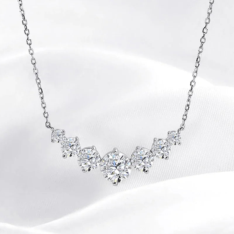 1.7-5CTTW All Moissanite Necklace for Women Smile Princesses Sparkling Diamond Pendant S925 Sterling Silver Plated PT950