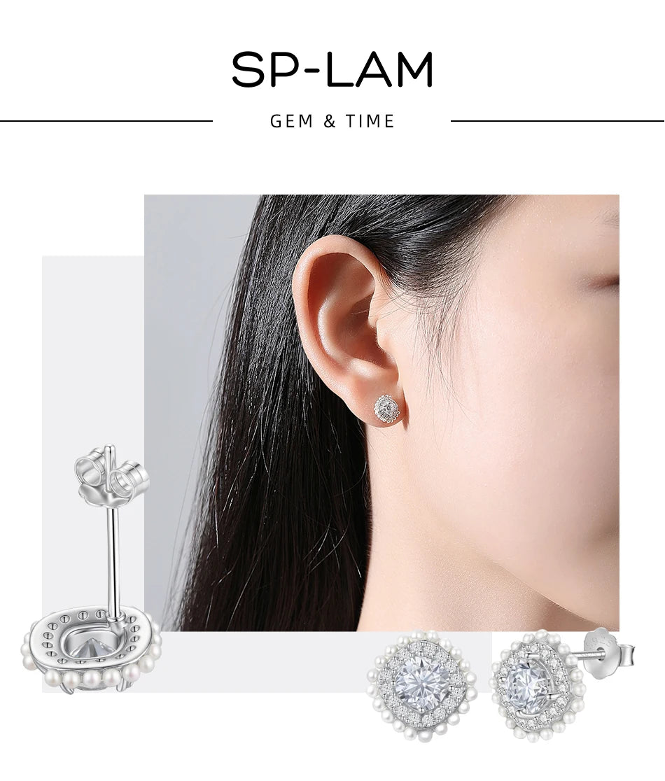 Stud New Earring Elegant Hot 925 Silver Moissanite Wedding Earring For Bride Fine Jewelry Korean