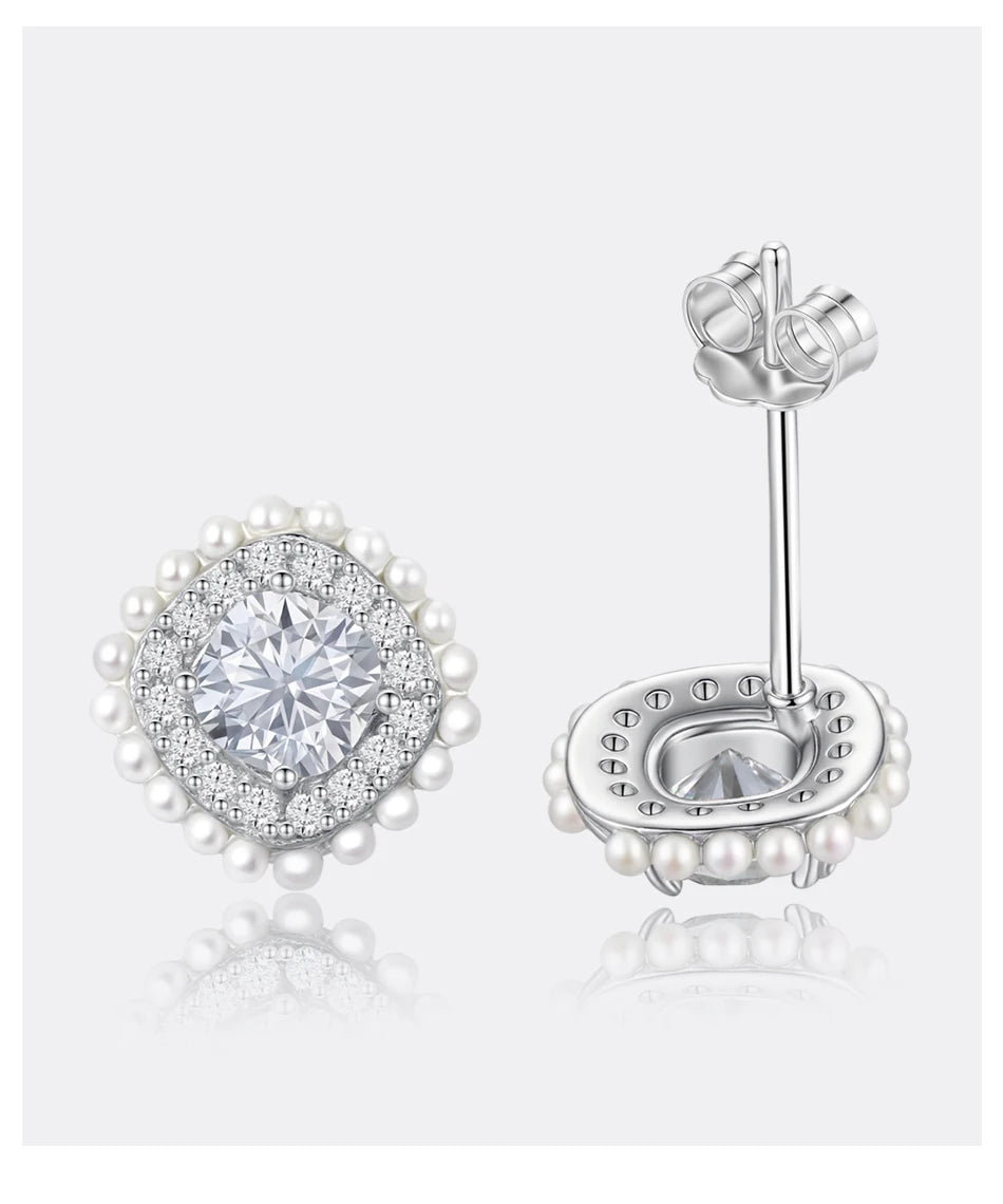 Stud New Earring Elegant Hot 925 Silver Moissanite Wedding Earring For Bride Fine Jewelry Korean