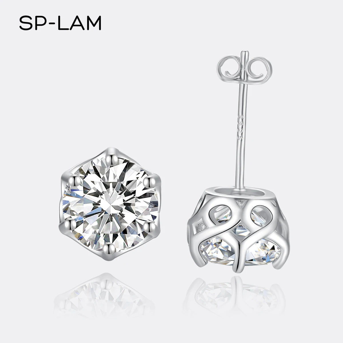 Classic Design Simple Round Moissanite Earrings Studs Six Claw Trendy Women And Men Ear Studs 0.5ct 1ct 2ct Choose Gifts