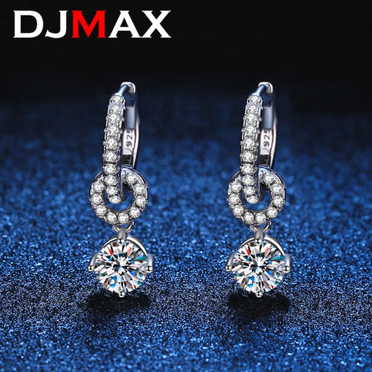 Sparkling Moissanite Drop Earring for Women -1ct White Gold Plated, Wedding Jewelry, 925 Solid Silver Earring