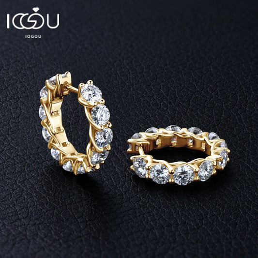 Luxury Full 4.0mm Moissanite Hoops Earrings for Women 925 Silver Total 3.3ct Diamond Earrings Engagement Birthday Jewelry