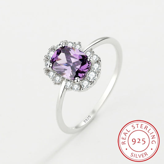 NEW Fashion Amethyst Ring For Women Purple Real S925  Sterling Silver Ring