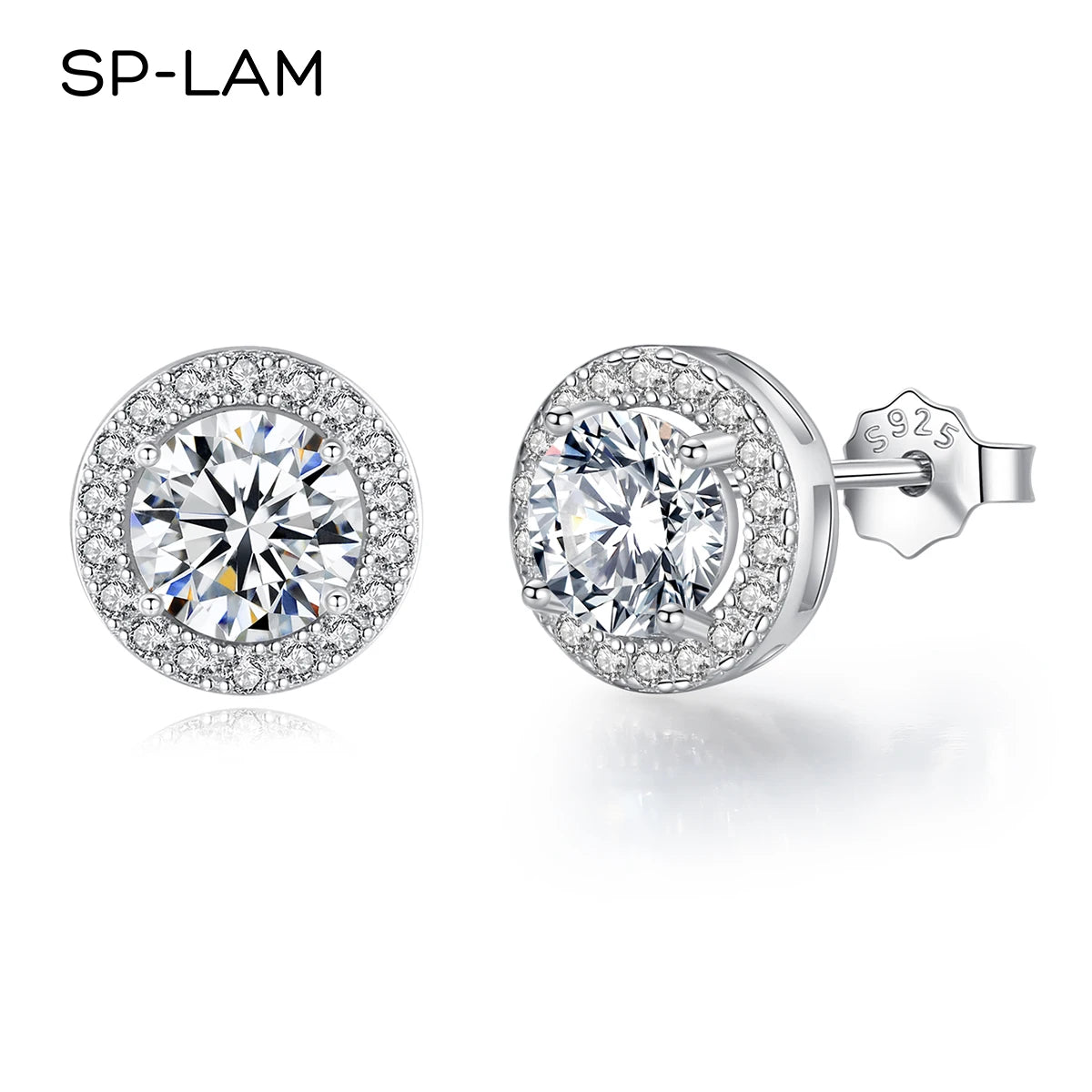 Sterling Silver 925 Round Halo Moissanite Stud Earrings - 1 Ct Iced Out Certified Jewelry
