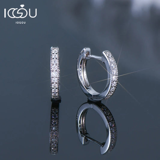 Silver 925 Hoops Earrings D Color 1.3mm Round Moissanite Small Earring Huggie 2023 Trend Jewelry for Women Gift